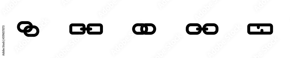 Conjunto de iconos de cadena. Concepto de enlace y conexión Conjunto de iconos de cadena. Concepto de enlace y conexión