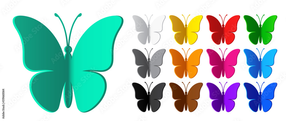 Sticker Papillon icon set 