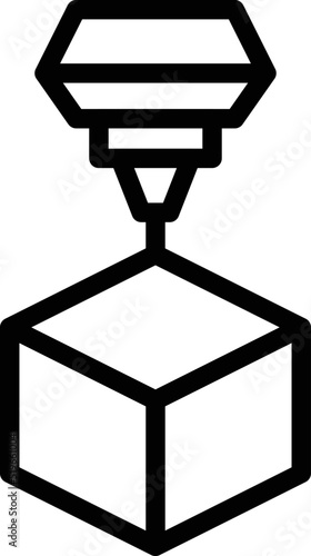 3d print cube icon outline vector. Printer design. Machine motor