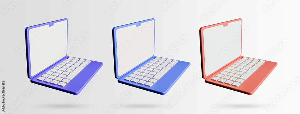 Minimal laptop 3d icon. Laptop icon. 3d rendered illustration. Minimal laptop 3d icon. Laptop icon. 3d rendered illustration.