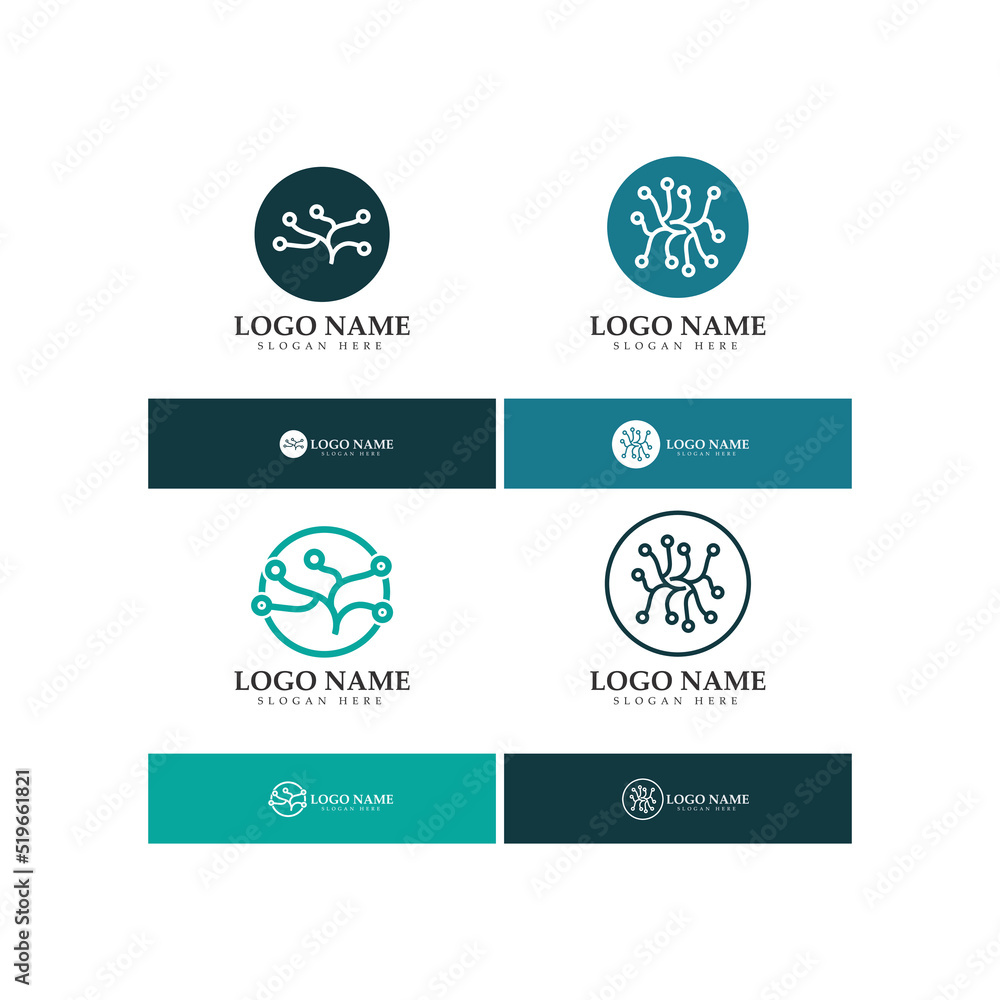 Fototapeta premium Neuron logo or nerve cell logo design,molecule logo illustration template icon with vector concept