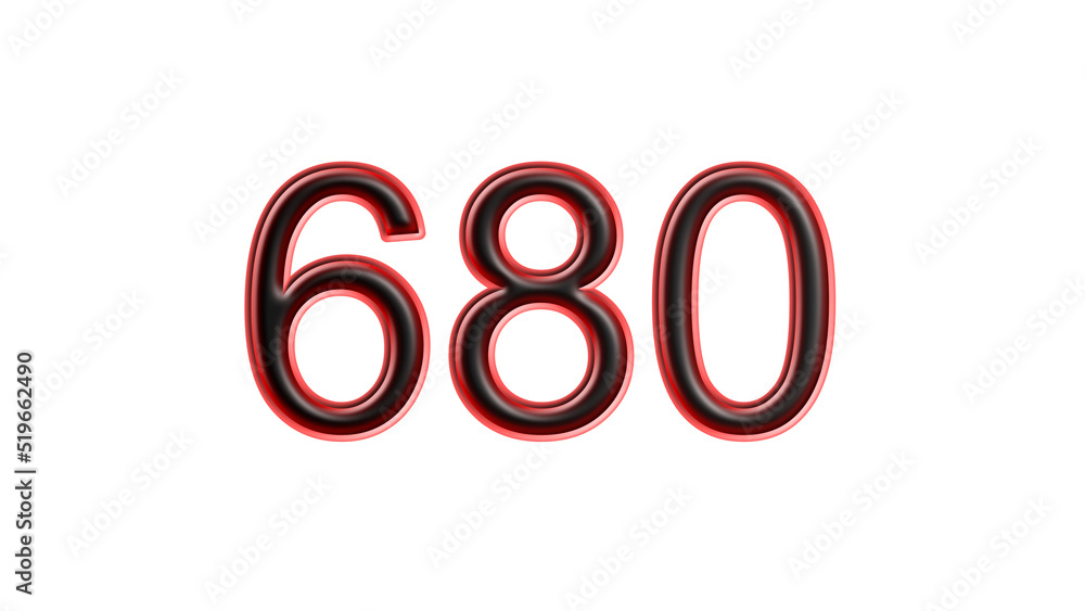 red 680 number 3d effect white background red 680 number 3d effect white background