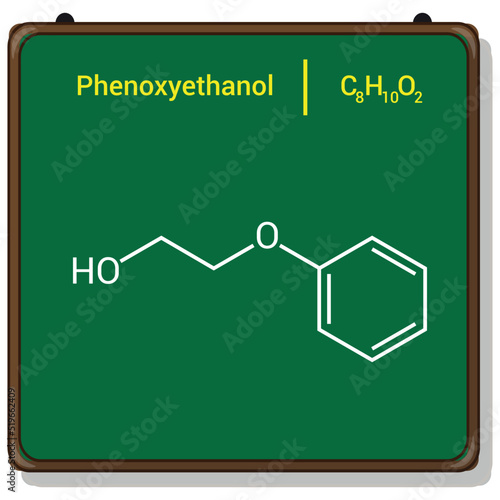chemical structure of Phenoxyethanol (C8H10O2)