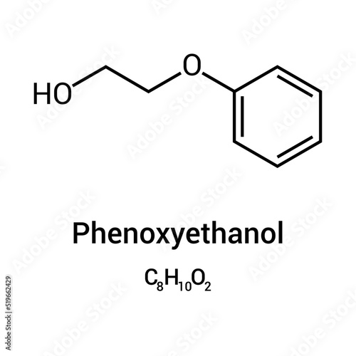 chemical structure of Phenoxyethanol (C8H10O2)