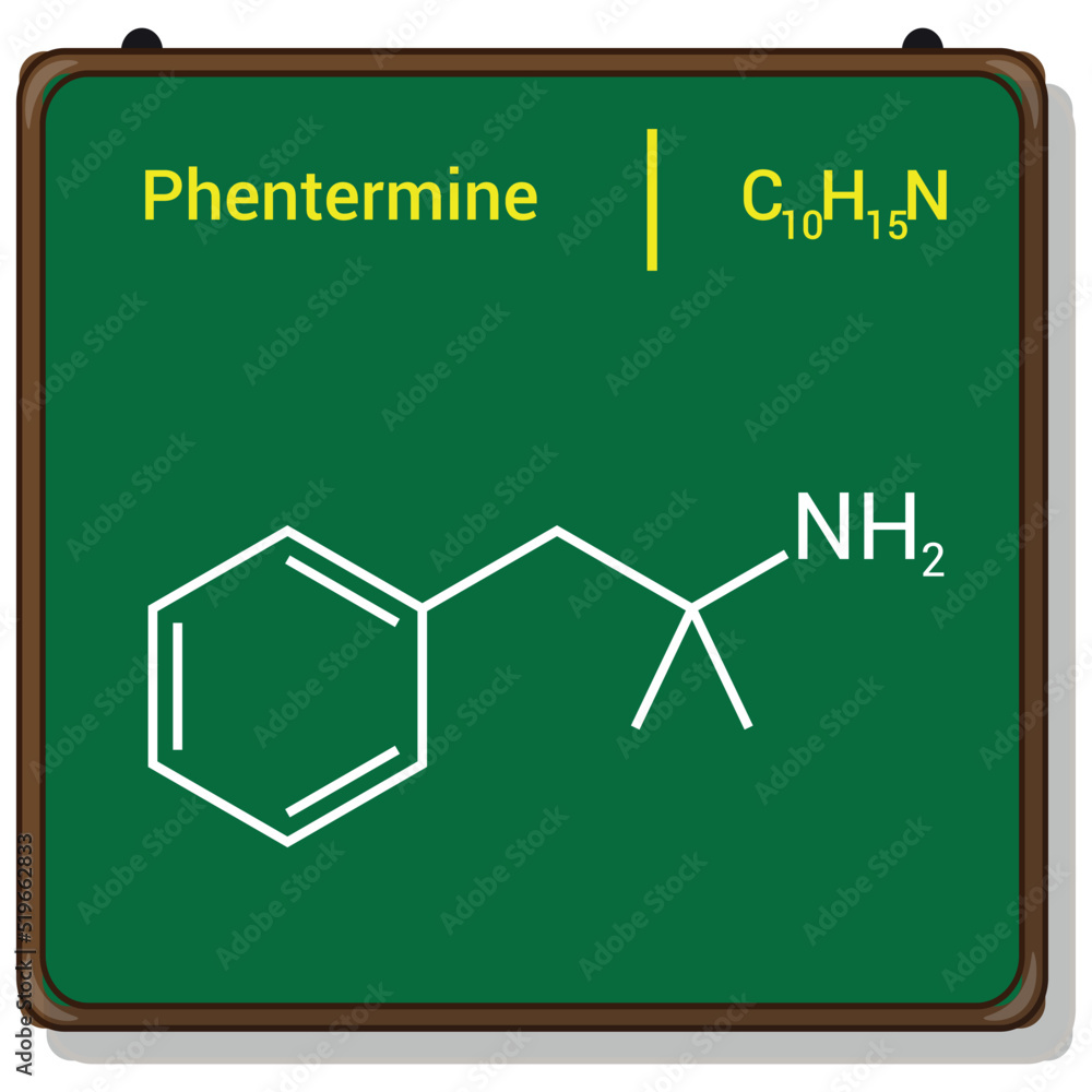 Fototapeta premium chemical structure of Phentermine (C10H15N)