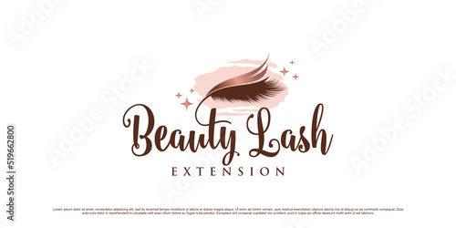 Beauty eyelash logo design for salon with unique concept and creative element Premium Vector