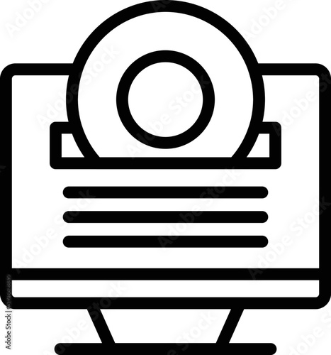 Disc software icon outline vector. Build process. Mobile laptop