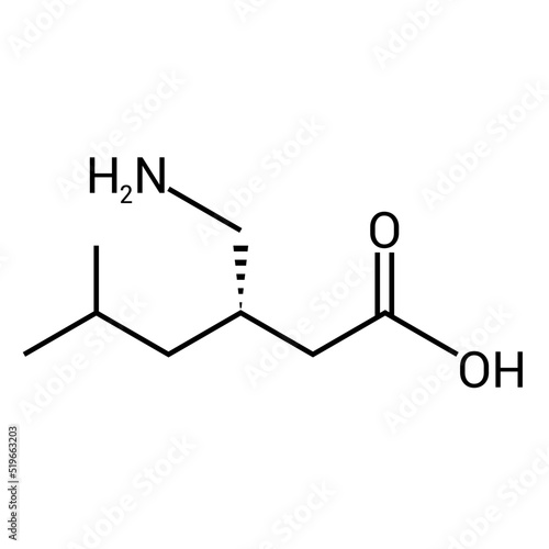 chemical structure of Pregabalin (C8H17NO2)