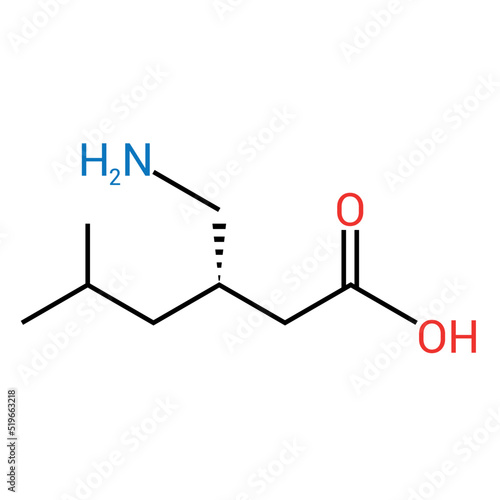 chemical structure of Pregabalin (C8H17NO2)