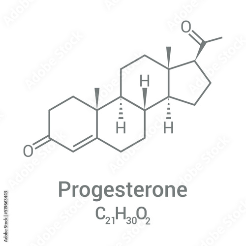 chemical structure of Progesterone (C21H30O2)