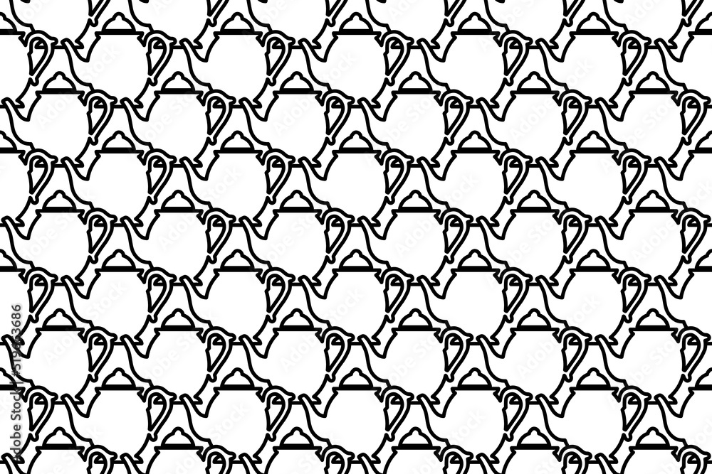 Fototapeta premium Seamless pattern completely filled with outlines of teapots. Elements are evenly spaced. Vector illustration on white background