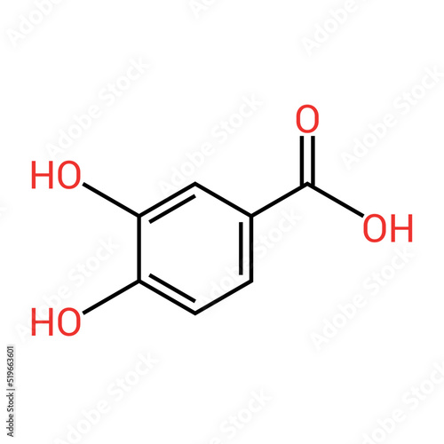 chemical structure of Protocatechuic acid (C7H6O4)