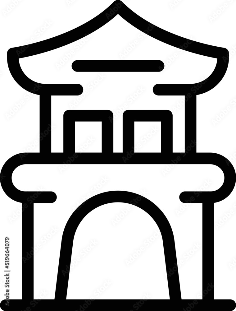 City house icon outline vector. Japan kyoto. Temple tower