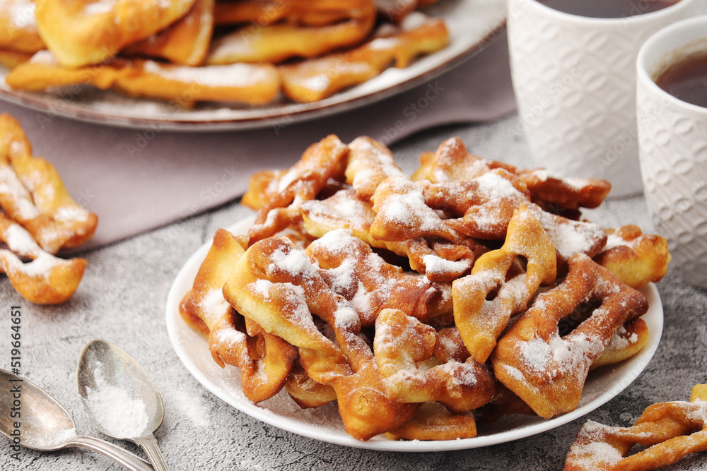 Angel wings, traditional sweet crisp pastry Angel wings, traditional sweet crisp pastry