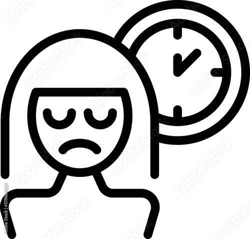 Female insomnia icon outline vector. Sleep disorder. Bed person