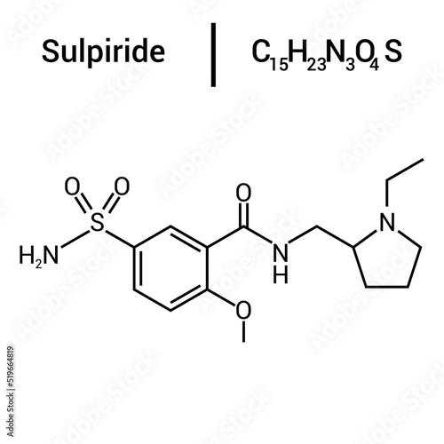 chemical structure of Sulpiride (C15H23N3O4S)