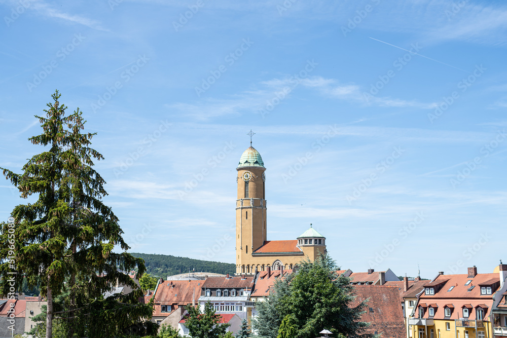 St.-Otto-Kirche Bamberg mit Blick auf die historische Altstadt