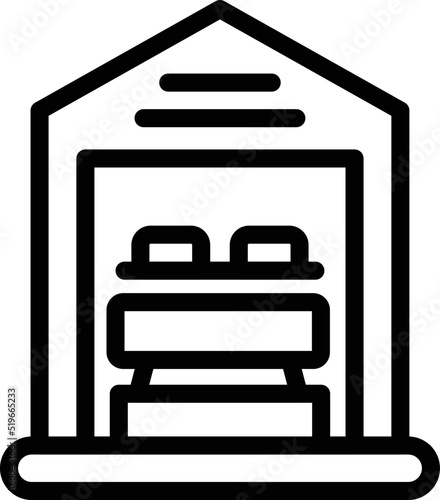 Card glamping icon outline vector. Forest house. Lodge vacation