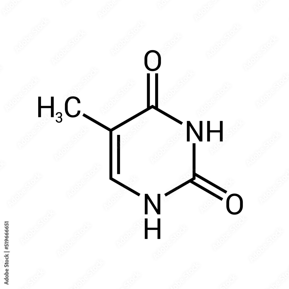 chemical structure of Thymine (C5H6N2O2) chemical structure of Thymine (C5H6N2O2)