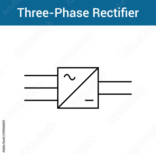 three phase rectifier symbol in electronics.