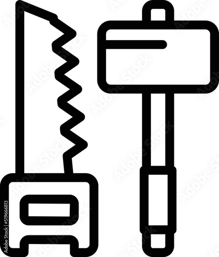 Roofer tools icon outline vector. Roof repair. Top fixing