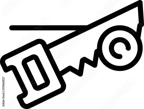 Hand saw repair icon outline vector. Roof renovation. House construction
