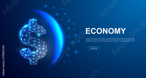 Dollar 3d polygonal symbol for landing page template. Low poly Finance illustration for promo banner design. Economy design illustration concept.