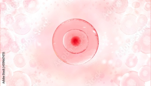 High resolution medical banner with woman egg cell Center. Banner for hospital. High technologies in reproductive medicine. 3d illustration of in vitro fertilization under a microscope. Beautiful photo