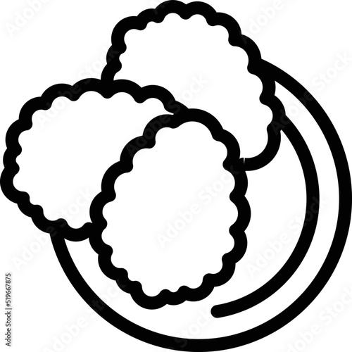 Top view nugget icon outline vector. Cute hot food. Food face