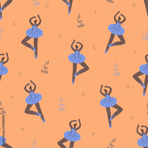 seamless pattern with cheerful african american ballerinas