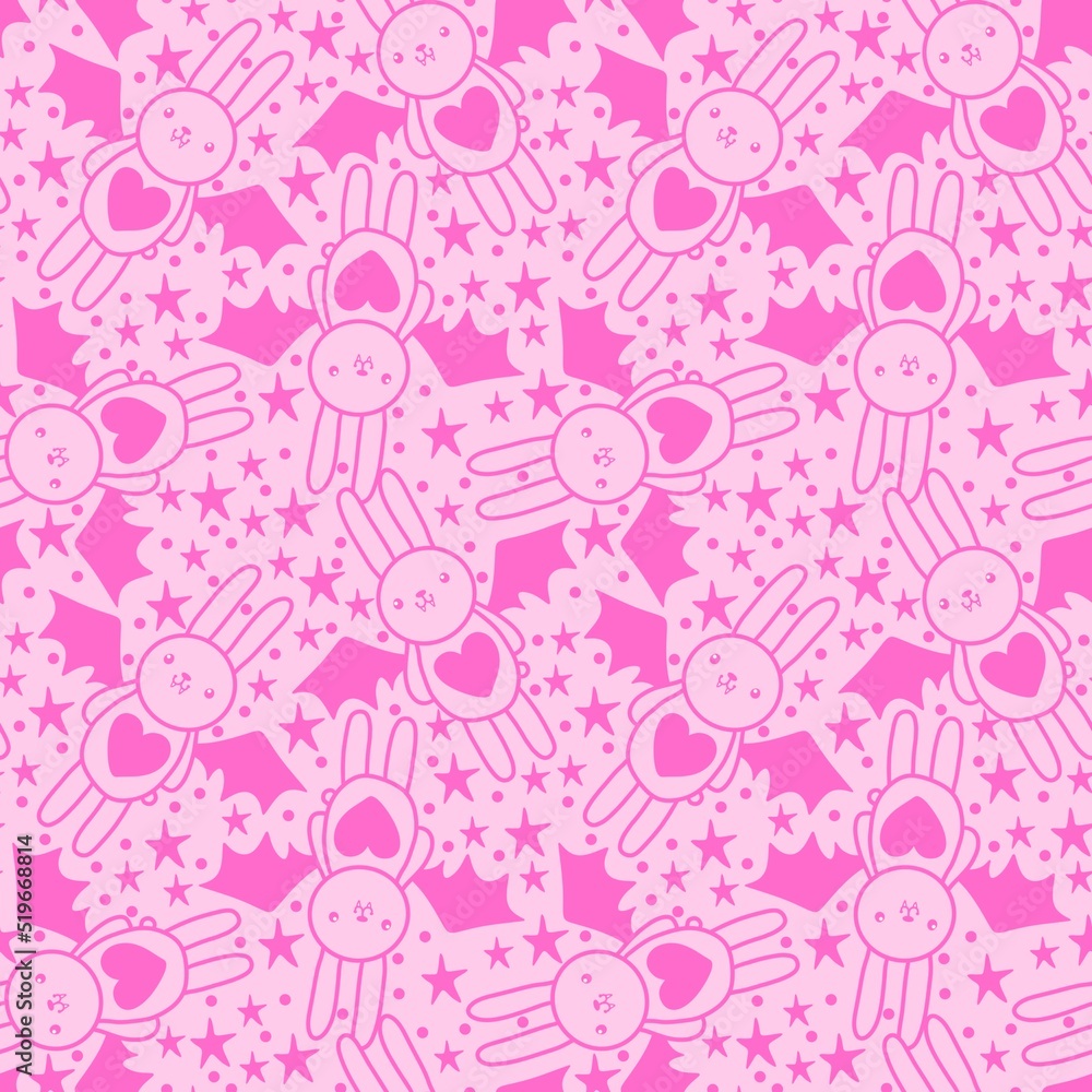 Halloween rabbit vampire seamless cartoon pattern for wrapping and clothes print and kids and fabrics Halloween rabbit vampire seamless cartoon pattern for wrapping and clothes print and kids and fabrics