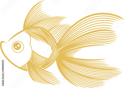 Gold Fish Or Goldfish Cartoon Character Logo Design. Vector Hand Drawn Illustration Isolated On White Background