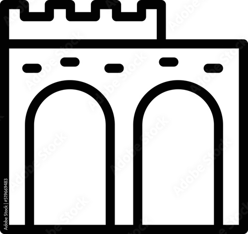 Ancient fortress icon outline vector. Landmark sea. Travel split