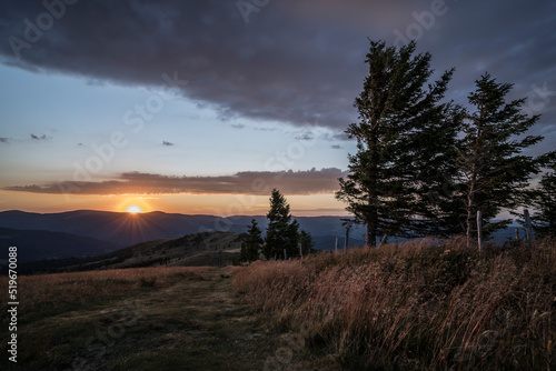 sunset landscape in the vosges mountains