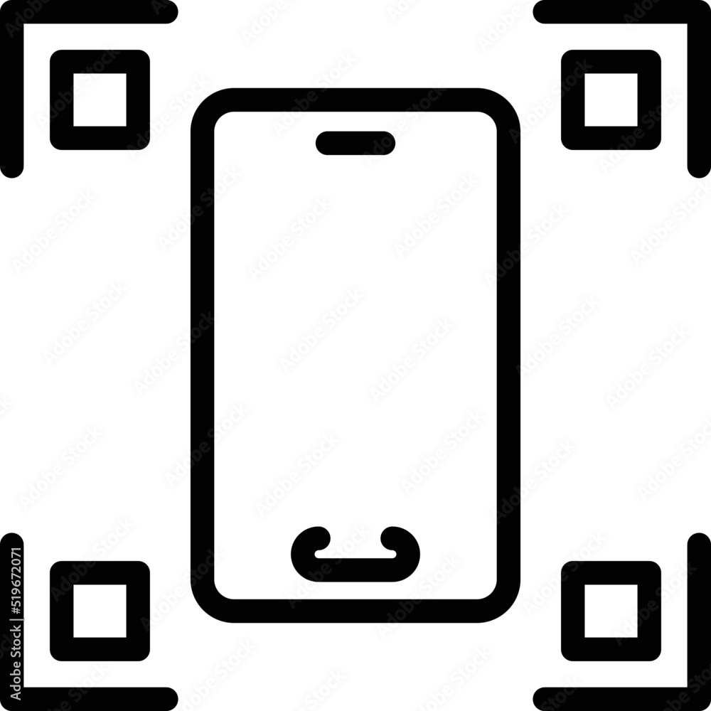 Phone snapshot icon outline vector. Zoom app. Screenshot camera Phone snapshot icon outline vector. Zoom app. Screenshot camera
