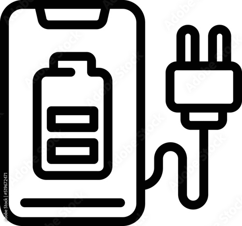 Smartphone charging icon outline vector. Hostel room. Modern accommodation
