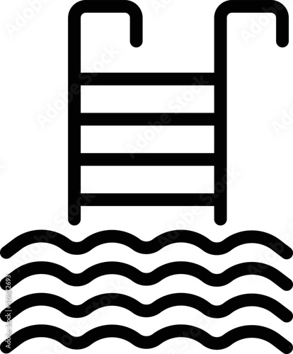 Pool icon outline vector. Gym facility. Modern resource