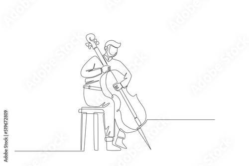 one line or simple line music illustration. A concept of continuous line of instruments.
