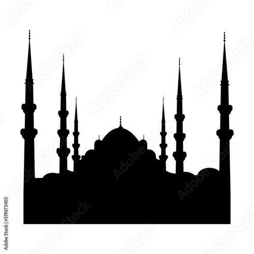 black silhouette of blue mosque istanbul