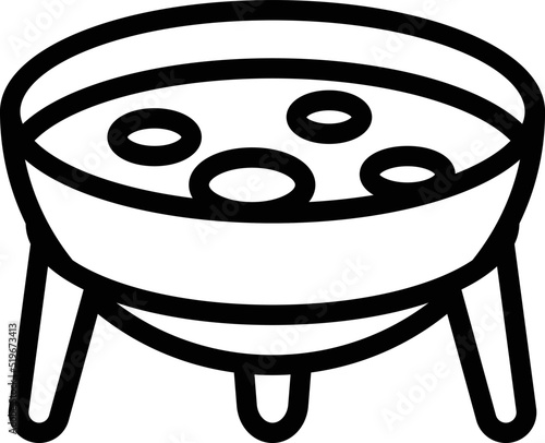 Boiling fondue icon outline vector. Cheese cooking. Food pot