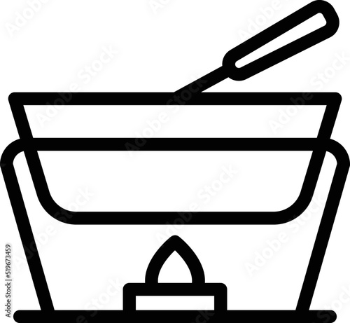 Fondue fire icon outline vector. Cheese food. Cooking dish