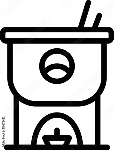 Burning fondue icon outline vector. Food cooking. Meat food