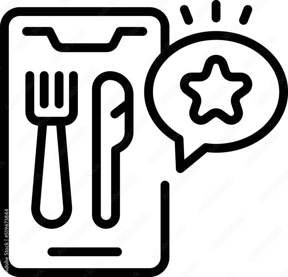 Phone food review icon outline vector. Safety inspection. Quality research Phone food review icon outline vector. Safety inspection. Quality research