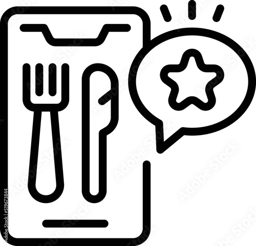 Phone food review icon outline vector. Safety inspection. Quality research