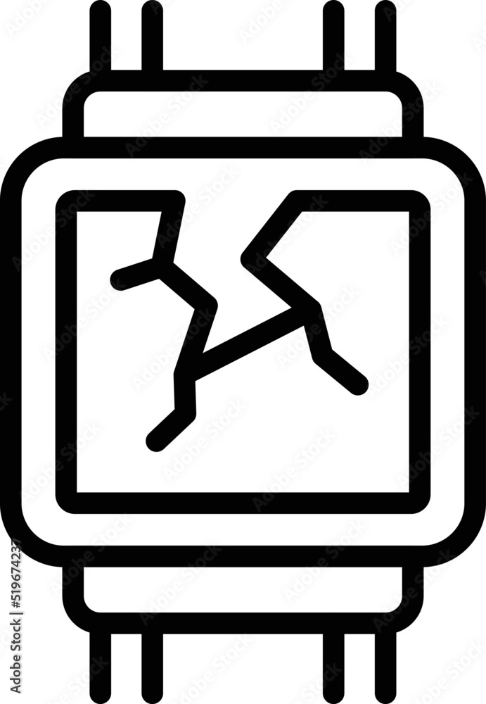 Broken smartwatch icon outline vector. Control safety. Check package Broken smartwatch icon outline vector. Control safety. Check package