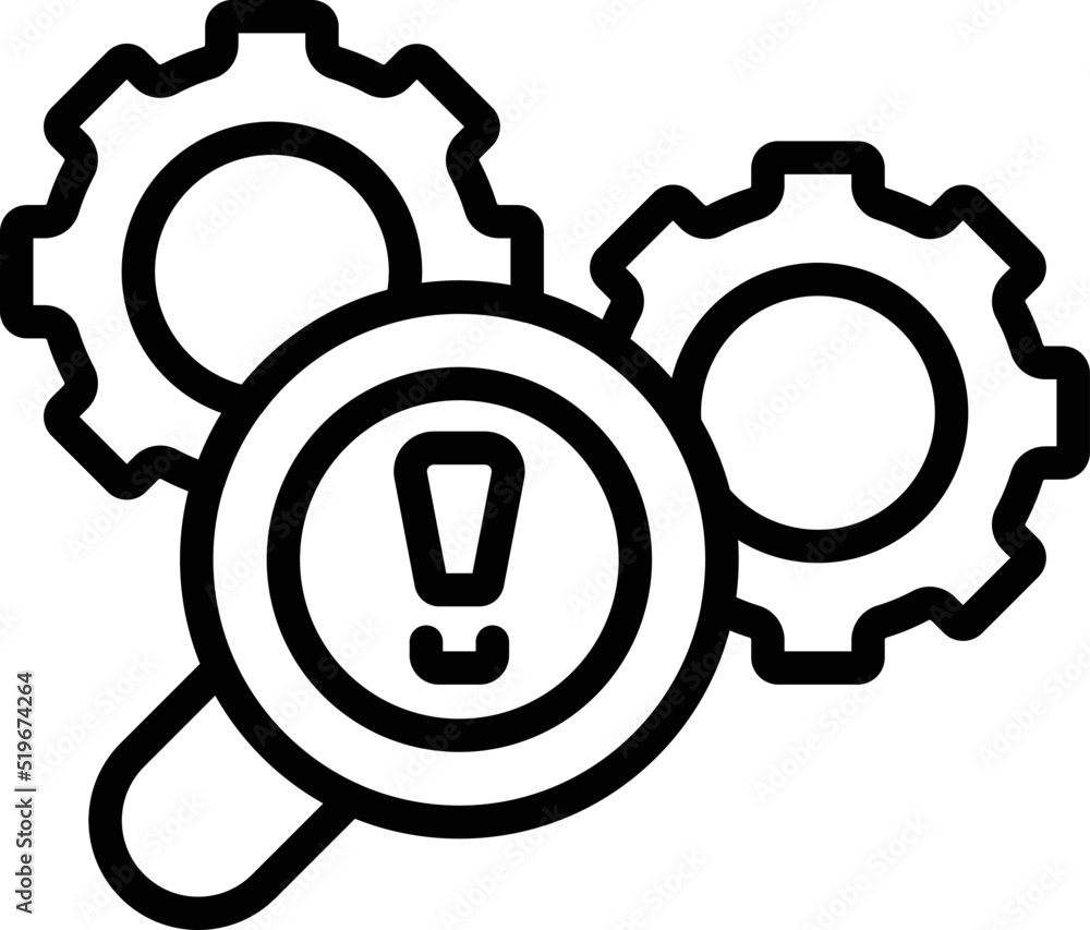 Defective gear system icon outline vector. Quality control. Consumer electronic Defective gear system icon outline vector. Quality control. Consumer electronic