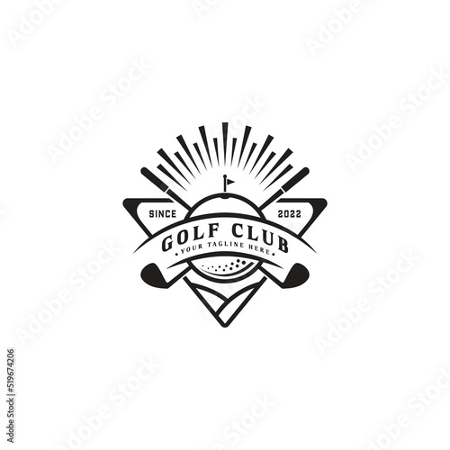 Golf vintage retro logo design with crossed stick golf concept for badge label