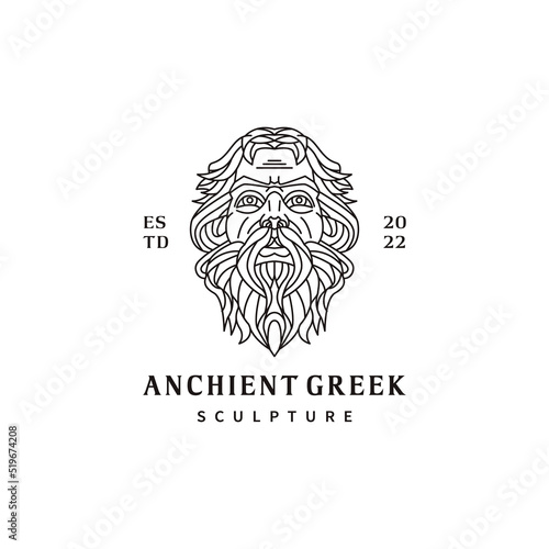 Griffin vintage logo design with line art monoline vector icon illustration