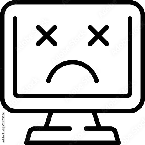 Defective lcd monitor icon outline vector. Control safety. Consumer eletronic