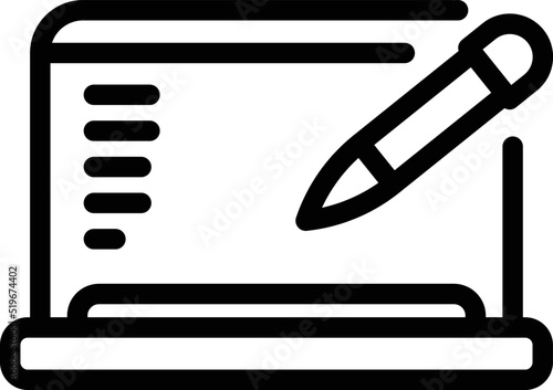 Laptop stylus icon outline vector. Design pad. Draw signature